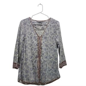 Carbon 2 cobalt modal cotton womens S tunic top shirt paisley boho soft popover
